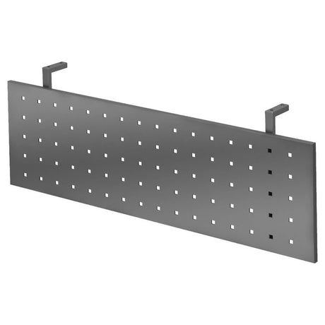Graphitfarbene Sichtblende RSI 12 G mit quadratischem Lochmuster und zwei Halterungen von hjh OFFICE PRO