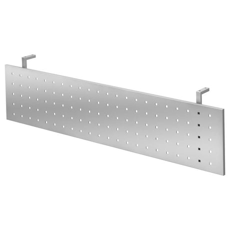 Silberne Sichtblende RSI 12 S mit quadratischem Lochmuster und zwei Halterungen von hjh OFFICE PRO