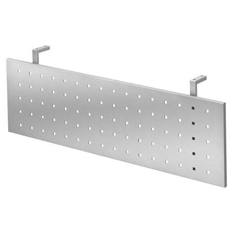 Silberne Sichtblende RSI 12 S mit quadratischen Lochmustern und zwei Halterungen von hjh OFFICE PRO