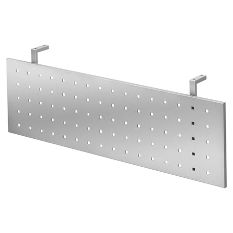 Silberne Sichtblende RSI 12 S mit quadratischem Lochmuster und zwei Halterungen von hjh OFFICE PRO