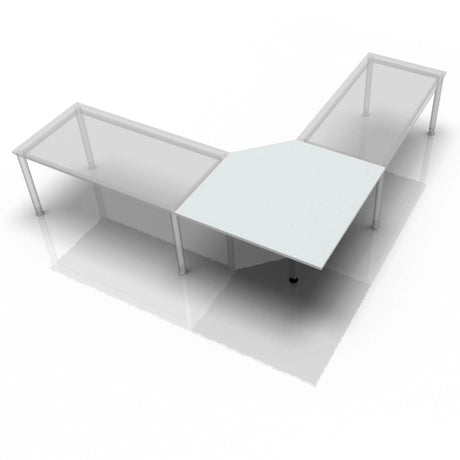 Graue Trapezplatte RT12 G mit weißem Gestell in L-Form von hjh OFFICE PRO
