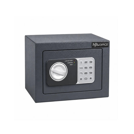 Anthrazitfarbener Tresor Safe Compact Mini mit digitalem Tastenschloss und silbernem Drehgriff von hjh OFFICE
