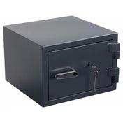 Anthrazitfarbener Tresor Safe Compact Pro mit einem Türgriff und zwei Schlüsseln von hjh OFFICE