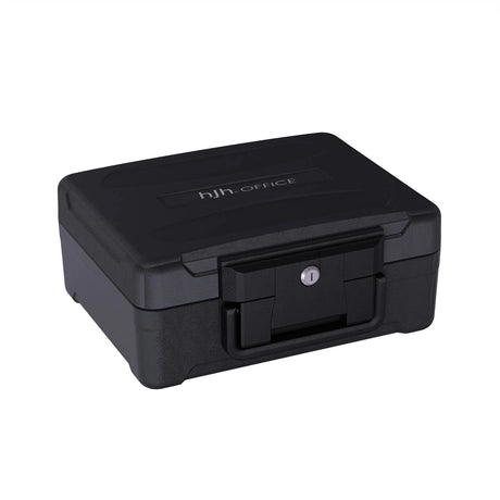 Schwarzer Tresor Safe Compact Slim mit robustem Gehäuse und einem Schloss von hjh OFFICE