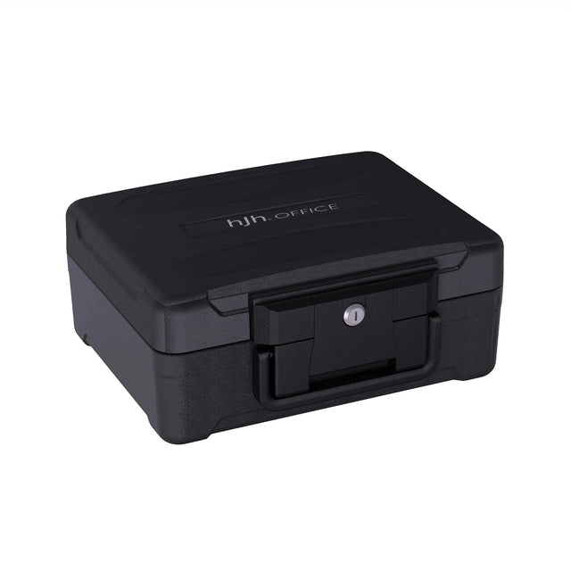 Schwarzer Tresor Safe Compact Slim mit robustem Gehäuse und einem Schloss von hjh OFFICE