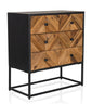 Sideboard SANTJAGO BLACK SUN L mit holzfarbenen Schubladen in Chevron-Optik und schwarzem Metallgestell von hjh LIVING