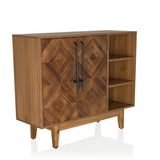 Kommode SANTJAGO WOOD L in dunkler Holzoptik mit Rautenmuster-Türen und offenem Regal von hjh LIVING