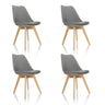 Vier graue Schalenstühle SCANDI 4 mit hellen Holzbeinen im Set von hjh OFFICE