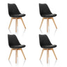 Vier schwarze Schalenstühle SCANDI 4 mit Beinen aus hellem Holz von hjh OFFICE