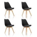Vier schwarze Schalenstühle SCANDI 4 mit Beinen aus hellem Holz von hjh OFFICE