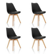 Vier schwarze Schalenstühle SCANDI 4 mit Beinen aus hellem Holz von hjh OFFICE