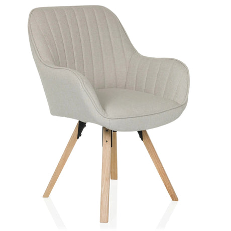 Polsterstuhl SCANDI SOFT in Creme mit vertikal gesteppter Rückenlehne und hellen Holzbeinen von hjh LIVING