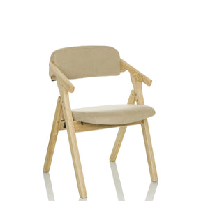 Beiger Klappstuhl SCANDIO mit hellem Holzgestell und gepolsterter Sitzfläche von hjh OFFICE