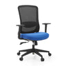 Homeoffice-Bürostuhl Sedito mit schwarzem Netzrücken und blauer Sitzfläche von hjh OFFICE