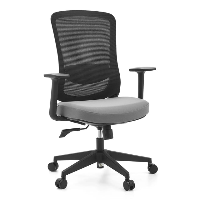 Homeoffice-Bürostuhl Sedito mit schwarzem Netzrücken, grauer Sitzfläche und Armlehnen von hjh OFFICE