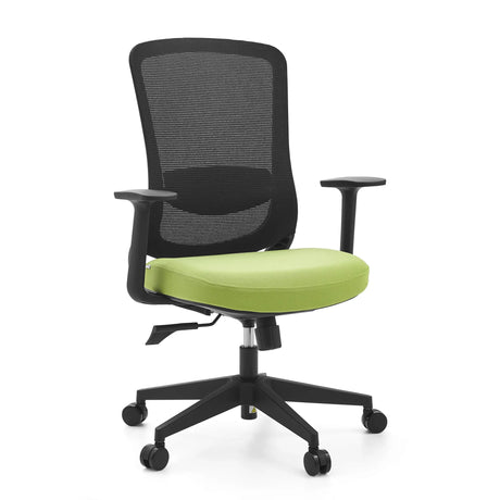 Home-Office-Bürostuhl Sedito mit schwarzem Netzrücken und limettengrüner Sitzfläche von hjh OFFICE
