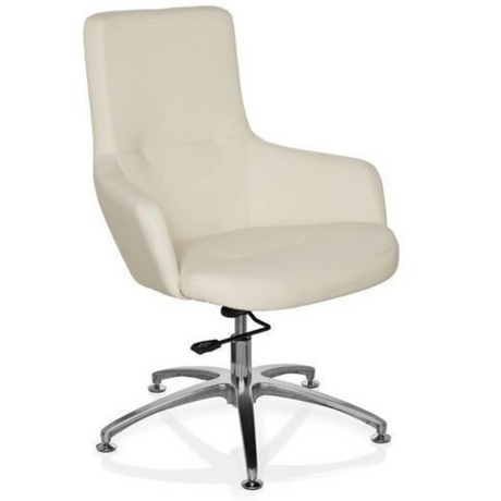 Cremeweißer Loungesessel SHAKE 300 mit glänzendem Metallfußkreuz und Rollen von hjh OFFICE