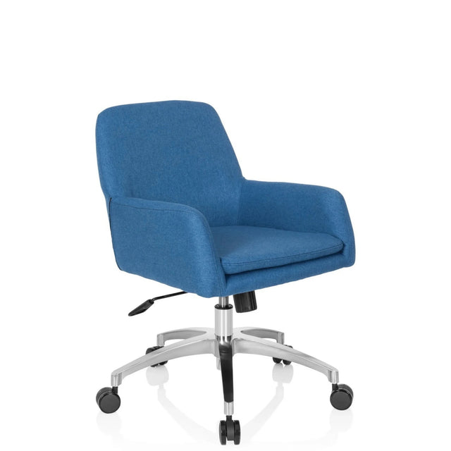 Homeoffice-Bürostuhl SHAKE 400 mit blauem Stoffbezug und silberfarbenem Fußkreuz von hjh OFFICE