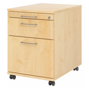 System Rollcontainer SIGNA AC20 in Ahorn-Optik mit Metall-Bügelgriffen und Rollen von hjh OFFICE PRO