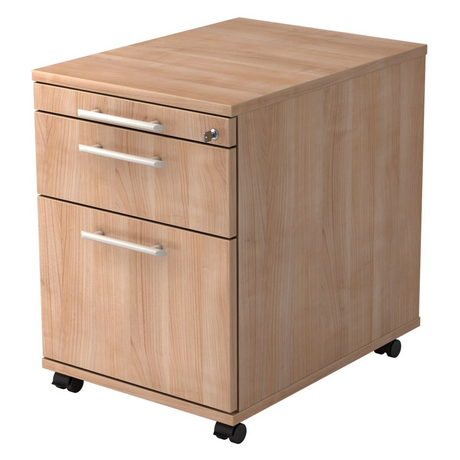 System Rollcontainer SIGNA AC20 in Nussbaum-Optik mit Relinggriffen und Rollen von hjh OFFICE PRO