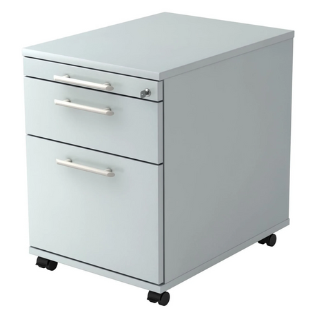 Grauer System Rollcontainer SIGNA AC20 aus Kunststoff mit Relinggriffen und Rollen von hjh OFFICE PRO