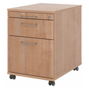 System Rollcontainer SIGNA AC20 in Nussbaum-Optik mit drei Schubladen und Metallbügelgriffen von hjh OFFICE PRO
