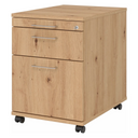 System Rollcontainer SIGNA AC20 in Asteiche mit silbernen Bügelgriffen und Rollen von hjh OFFICE PRO