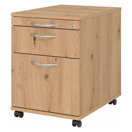System Rollcontainer SIGNA AC20 in Asteiche-Optik mit drei Schubladen und Bogengriffen von hjh OFFICE PRO