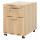 System Rollcontainer SIGNA AC20 in Eiche-Optik mit drei Schubladen, Metallbügelgriffen und Rollen von hjh OFFICE PRO