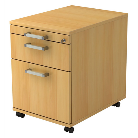 System Rollcontainer SIGNA AC20 in Buche-Optik mit drei Schubladen und Chromgriffen von hjh OFFICE PRO