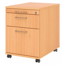 System Rollcontainer SIGNA AC20 in Buche-Optik mit Metall-Bügelgriffen und Rollen von hjh OFFICE PRO
