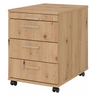 System Rollcontainer SIGNA AC30 in Asteiche-Optik mit vier Schubladen und Metallbügelgriffen von hjh OFFICE PRO