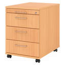 System Rollcontainer SIGNA AC30 in Buchenoptik mit vier Schubladen und Metallbügelgriffen von hjh OFFICE PRO