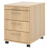 System Rollcontainer SIGNA AC30 in Eiche-Optik mit vier Schubladen und silbernen Bügelgriffen von hjh OFFICE PRO