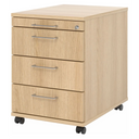 System Rollcontainer SIGNA AC30 in Eiche-Optik mit vier Schubladen und silbernen Bügelgriffen von hjh OFFICE PRO