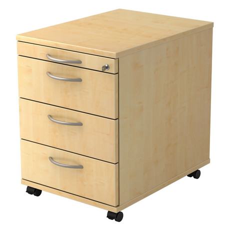 System Rollcontainer SIGNA AC30 in Ahorn-Optik mit vier Schubladen und Bogengriffen von hjh OFFICE PRO