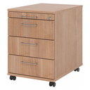 System Rollcontainer SIGNA AC30 in Nussbaum-Optik mit vier Schubladen und Bügelgriffen von hjh OFFICE PRO