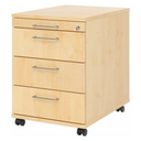 System Rollcontainer SIGNA AC30 aus hellem Ahornholz mit vier Schubladen und Metallbügelgriffen von hjh OFFICE PRO
