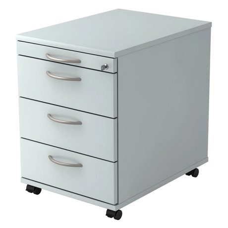 Grauer System Rollcontainer SIGNA AC30 aus Metall mit vier Bogengriffen und Rollen von hjh OFFICE PRO