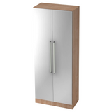 Schrank SIGNA G 7100 in Nussbaum-Optik mit silbernen Metallfronten und zwei Chromgriffen von hjh OFFICE PRO