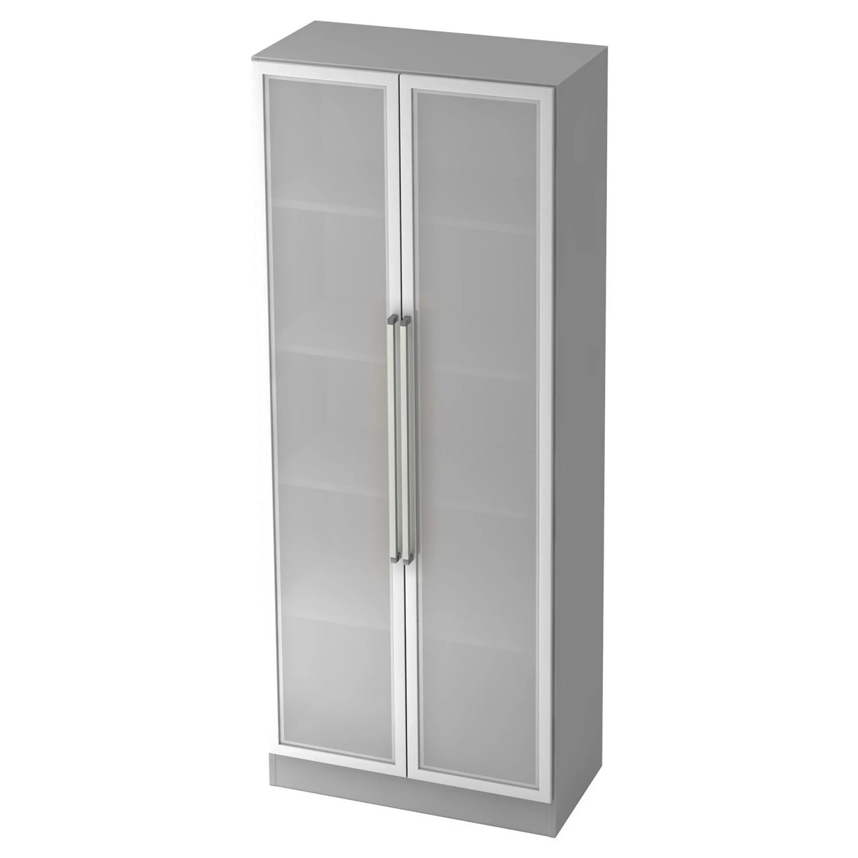 Grauer Aktenschrank SIGNA G 7100G mit zwei mattierten Glastüren und Chromgriffen von hjh OFFICE PRO