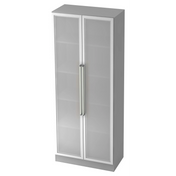 Grauer Aktenschrank SIGNA G 7100G mit zwei mattierten Glastüren und Chromgriffen von hjh OFFICE PRO