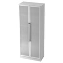 Metallschrank SIGNA G 7100G in Weiß-Silber mit zwei mattierten Glastüren und Chromgriffen von hjh OFFICE PRO