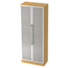 Aktenschrank SIGNA G 7100G in Buche-Optik mit silbernen Glastüren und Chromgriffen von hjh OFFICE PRO