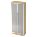 Aktenschrank SIGNA G 7100G in Ahorn-Optik mit mattierten Glastüren und silbernen Chromgriffen von hjh OFFICE PRO