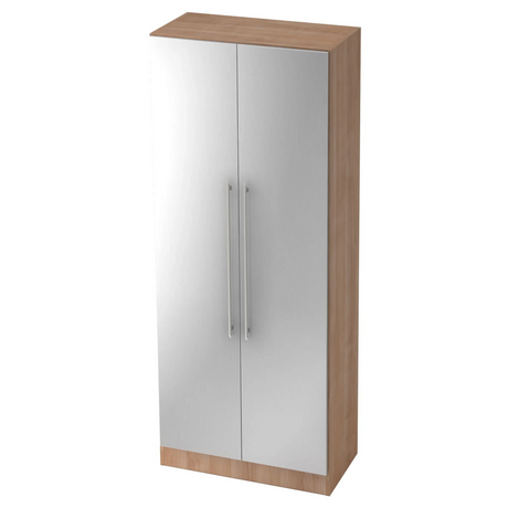 Zweitüriger Aktenschrank SIGNA G 7200 in Nussbaum-Optik mit silbernen Fronten und Relinggriffen von hjh OFFICE PRO