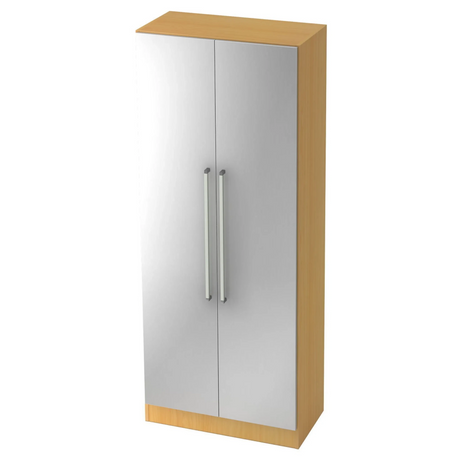 Schrank SIGNA G 7200 in Buche und Silber mit zwei silbernen Metallgriffen von hjh OFFICE PRO