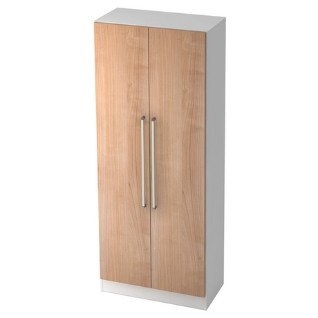 Aktenschrank SIGNA G 7200 in Weiß und Nussbaum mit zwei langen Chromgriffen von hjh OFFICE PRO