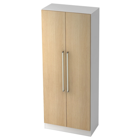 Schrank SIGNA G 7200 in Weiß und Eiche mit zwei Chromgriffen von hjh OFFICE PRO