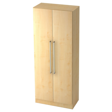 Schrank SIGNA G 7200 in Ahorn-Optik mit zwei Türen und silberfarbenen Chromgriffen von hjh OFFICE PRO